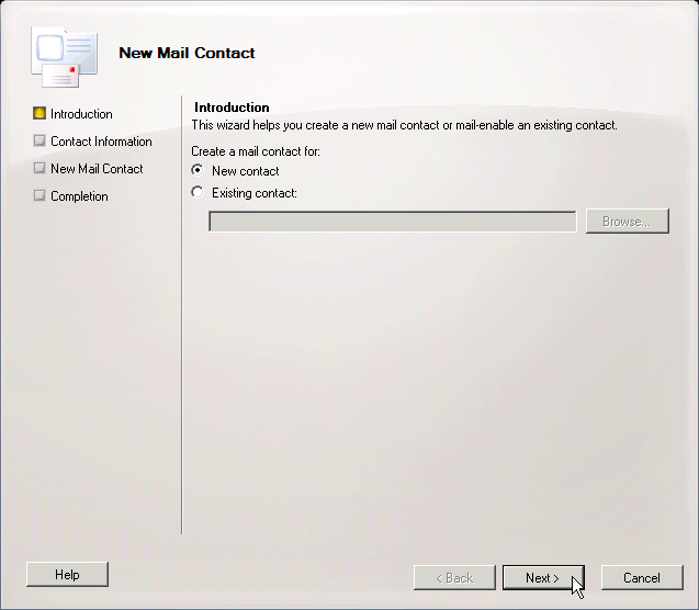 Screenshot: Creating a new contact - click for full size Creating a new contact