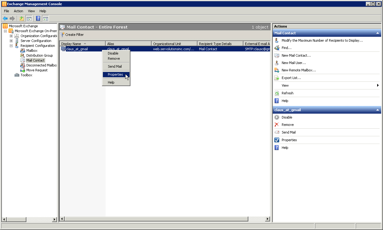 Screenshot: Creating a new contact - click for full size Creating a new contact