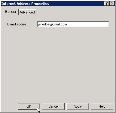 Enter the EXTERNAL mail address on the internet where the email should get forwarded to Enter the EXTERNAL mail address on the internet where the email should get forwarded to